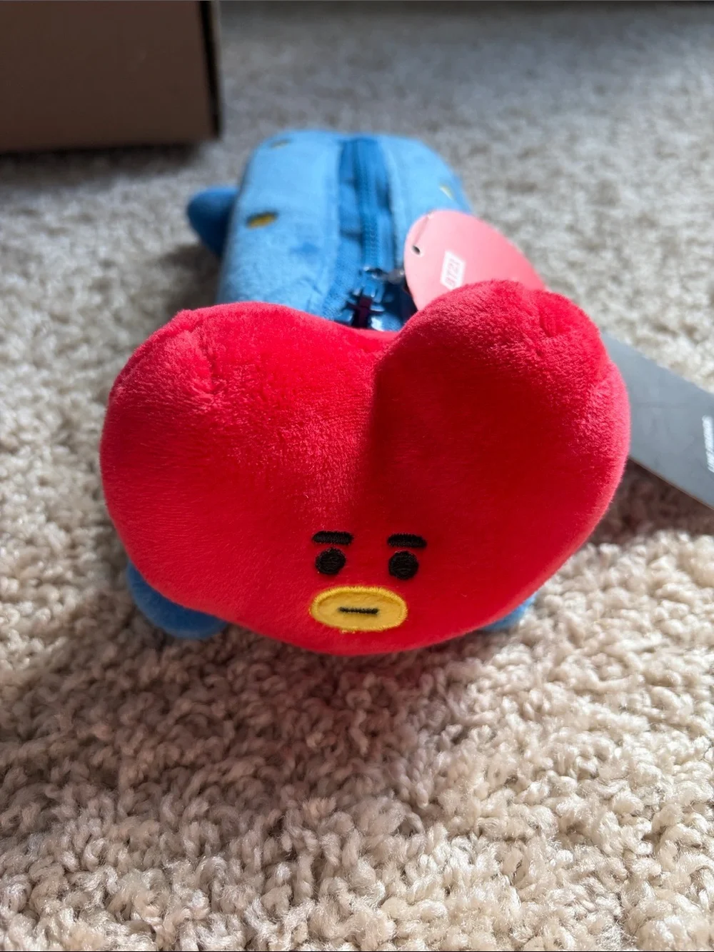 Red Heart Character Plush Pencil Case - Kids Stuffed Animal Accessory